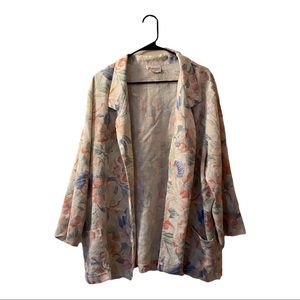 Joanna Collared Plus Size Multicolor floral Two Front Pockets Blazer